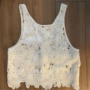 Mika and Gala White Lace Floral Tank